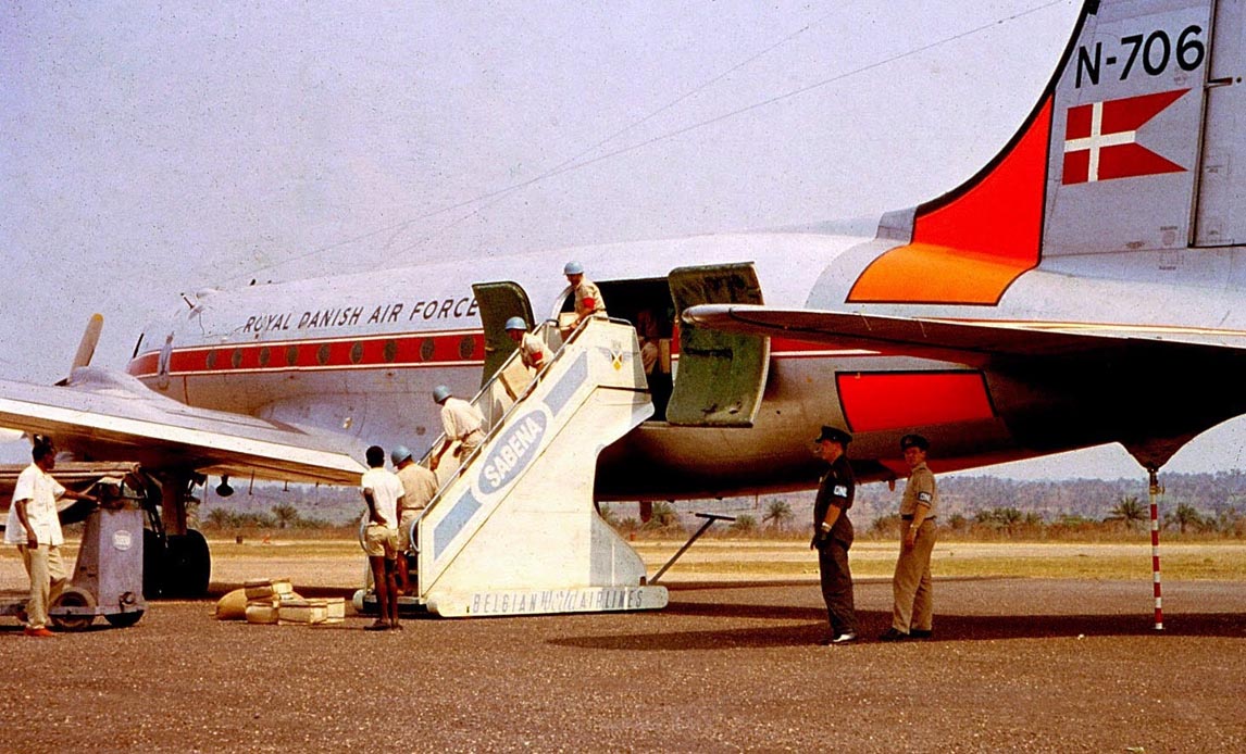 Foto taget i forbindelse med, at en dansk soldat fra flyvevåbnet - Paul E. Ancker - i august 1960 var udsendt til FN-missionen Organisation des Nations Unies à Congo (ONUC).
