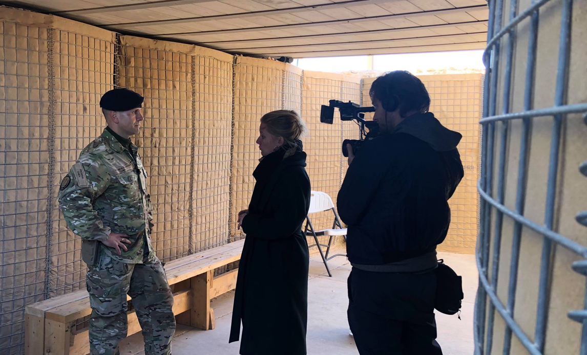 Fremvisning af bunker til DR efter det iranske missilangreb.