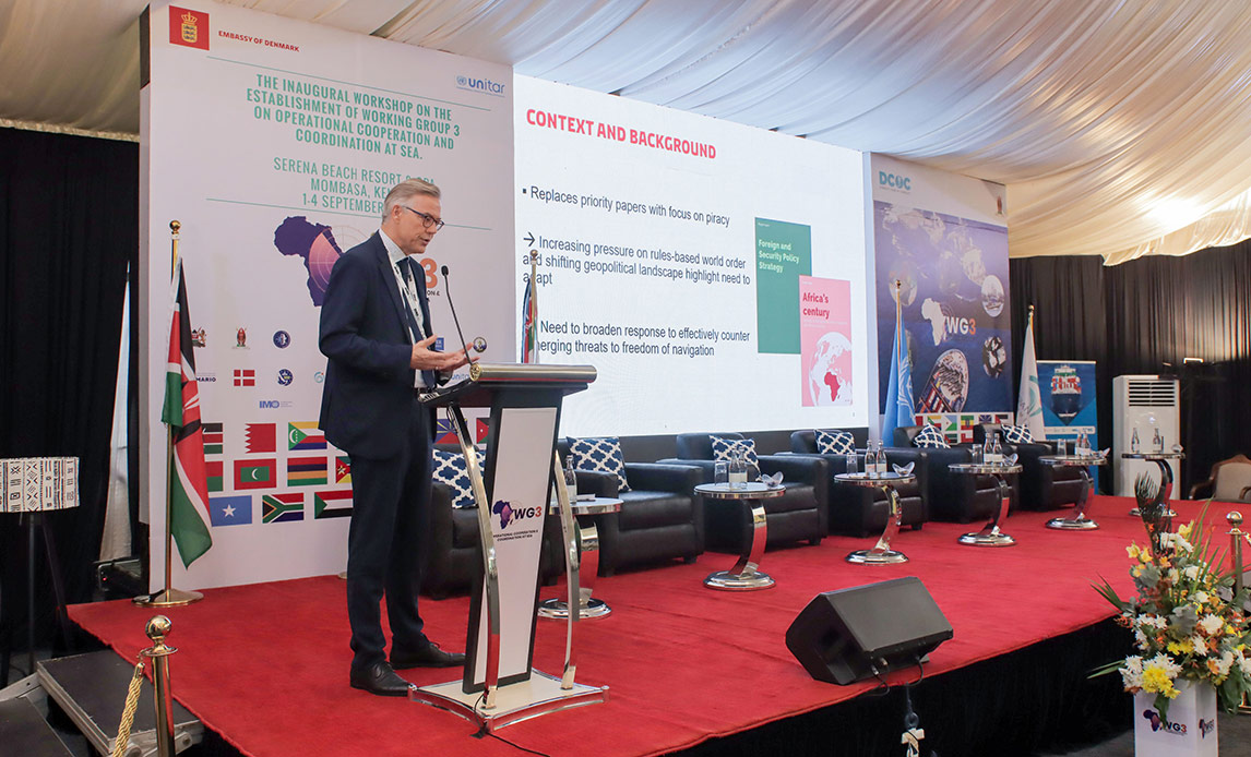 Danmarks særlige repræsentant for maritim sikkerhed (SRMS), Nicolai Ruge, holdt åbningstale ved åbning af konferencen