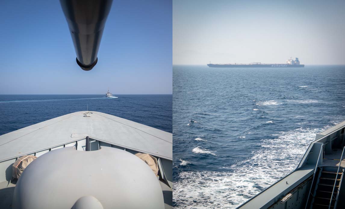 Kollage: Iver Huitfeldt i Hormuz-strædet