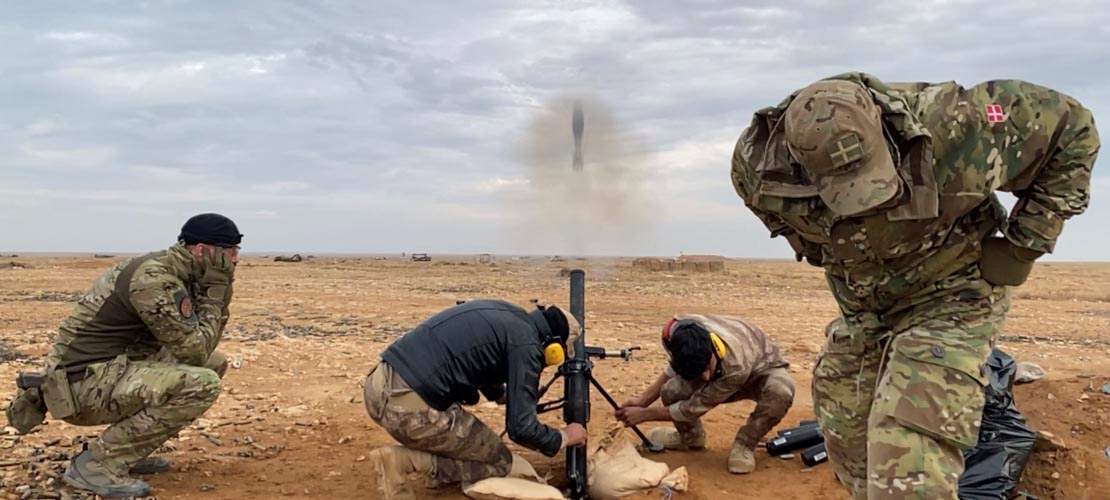 Foto fra 10. december 2019, hvor de danske soldater afholdt det, der skulle vise sig at være en af det danske træningsbidrags sidste lektioner.  18 mand blev uddannet på let og middeltung morter.