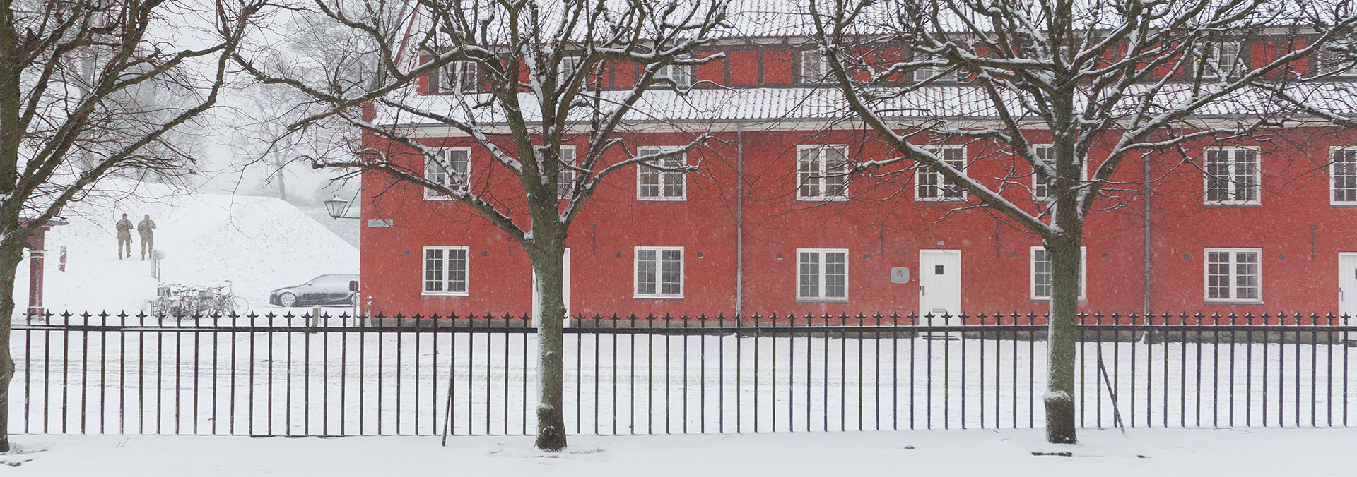 Stjernestok dækket i sne