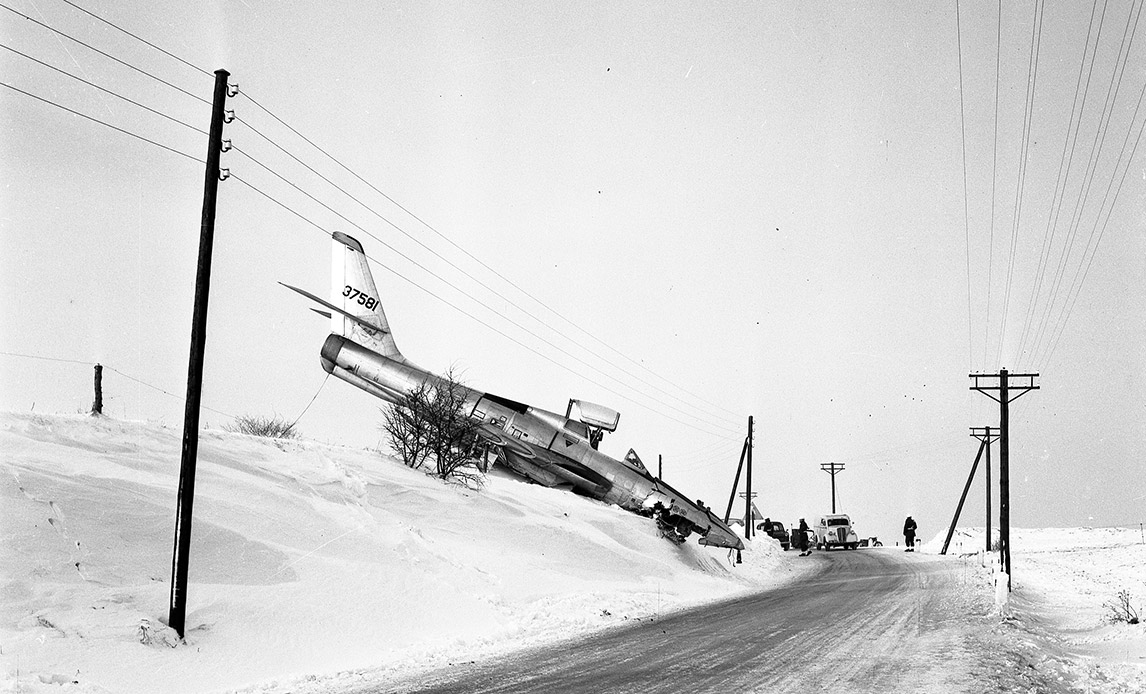 Et af de F-84-fly, der forulykkede på Den Sorte Lørdag i 1958.