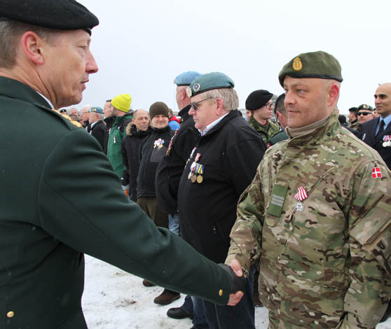 Selv om det var koldt og blæsende, var 600 veteraner 20. januar 2016 taget til Slagelse for at modtage Forsvarets Medalje for International Tjeneste 1948-2009.