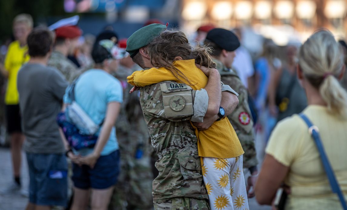 Genforening mellem forælder og barn.