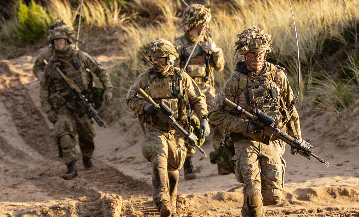 Soldater fra 2. brigade på øvelsen White Sword i Oksbøl